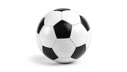 A classic soccer ball in black and white with distinct pentagonal and hexagonal panels