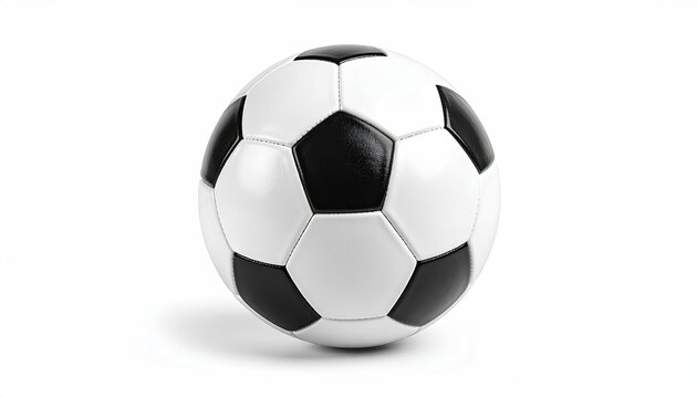 A classic soccer ball in black and white with distinct pentagonal and hexagonal panels - Powered by Adobe