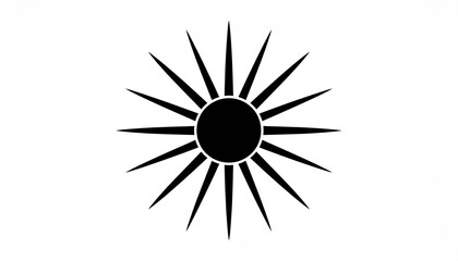 Obraz premium A black circle with multiple outward black triangular points on a white background