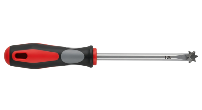 Screwdriver with star-shaped tip used for repairing isolated PNG with Transparent Background