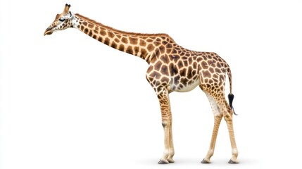 Naklejka premium Giraffe standing against a white background isolated animal illustration