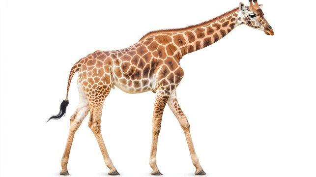 Tall giraffe walking against white background wildlife animal illustration