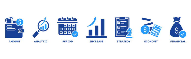 Sales Growth icon set illustration concept with icon of growth amount, analytic, period, increase, strategy, economy, financial