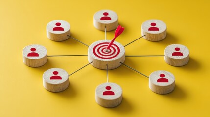 Target Audience Connection with Red Dart on Center Circle and User Icons Around It