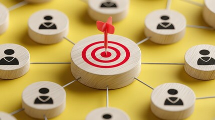 Focused Targeting Concept with Dartboard and Icons Representing Network Connections