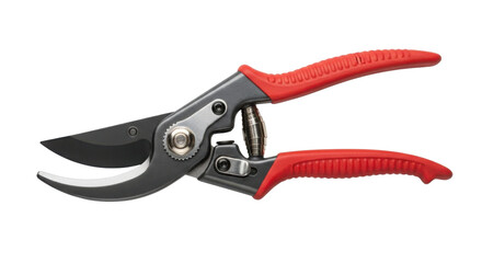 Fototapeta premium Red handled pruning shears isolated PNG with Transparent Background
