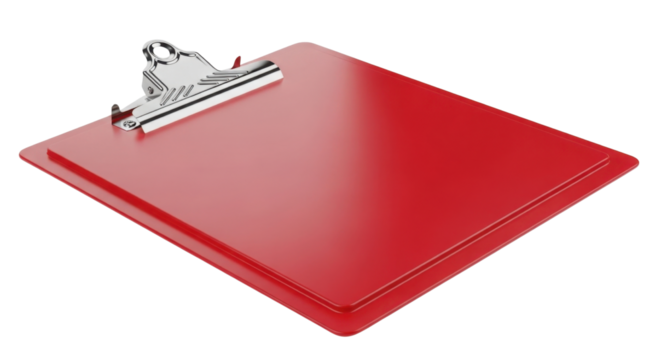 Red clipboard for paperwork and documents isolated PNG with Transparent Background