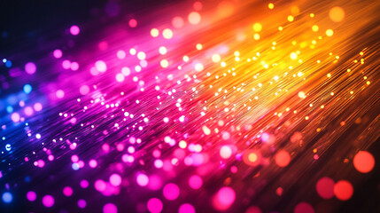 Abstract 3D rendering of dynamic light trails on a dark background. Symbolizing high-speed optical fiber, fast data transfer, and futuristic digital communication technology.