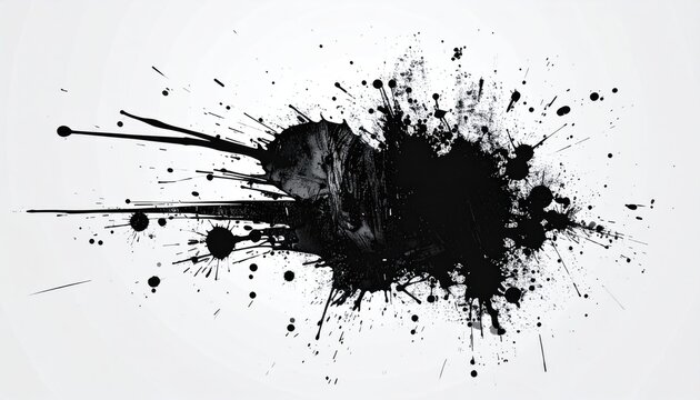 Black ink splatter on a white background, a burst of abstract expression - Powered by Adobe