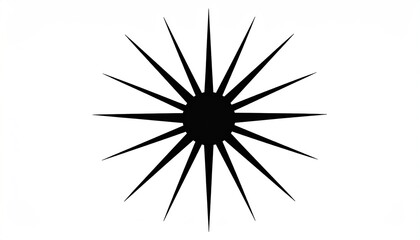 Fototapeta premium A black spiky starburst shape centered on a white background