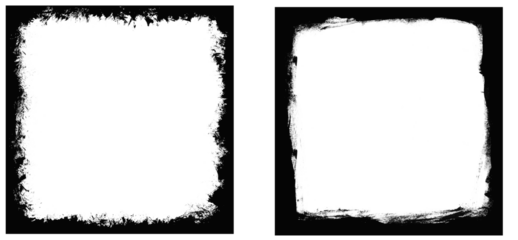 Rectangle Brush stroke, ink paint brush, grunge box. Frame box shape with brush crayon texture. Black grunge rectangles. Square shape for text. Doodle rectangle pastel chalk elements. Brush frame box