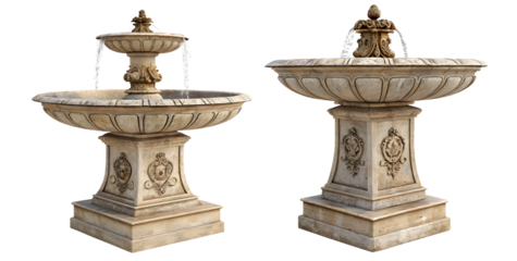 Collection set of antique fountain isolated on white or transparent background