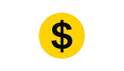 A yellow circle with a black dollar sign in the center