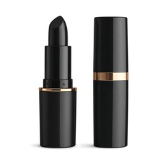 Obraz premium Black lipstick tube and case, isolated on white