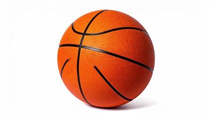 An orange basketball with black seams, isolated on a white background