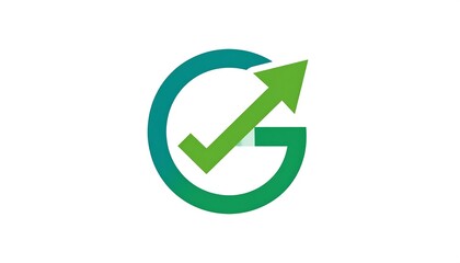 Abstract logo design featuring a stylized 'G' incorporating an upward-trending arrow and checkmark