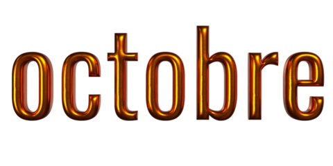 3D Golden and Orange "Octobre" Text - Shiny Metallic Typography for the Month of October