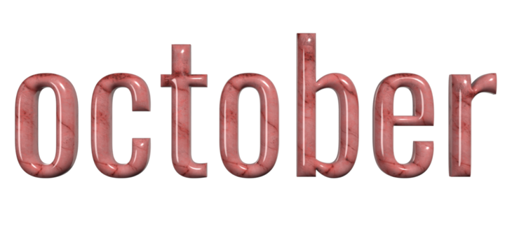 3D Red Marble "October" Text - Glossy Stone Texture of the Word "October" - Powered by Adobe