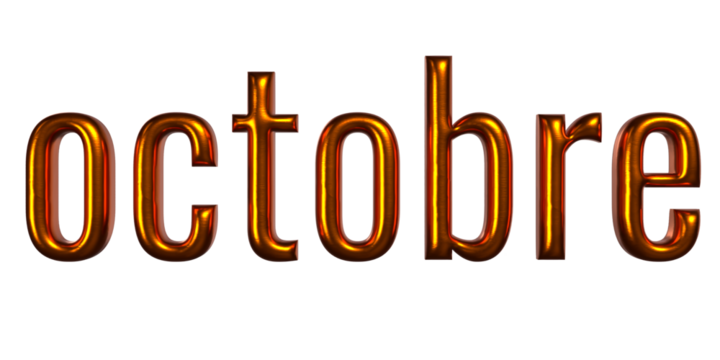 3D Golden and Orange "Octobre" Text - Shiny Metallic Typography for the Month of October