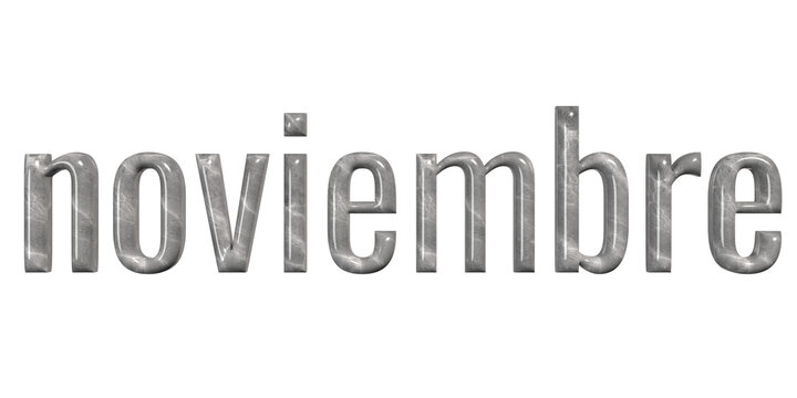 3D Gray Marble "November" Text - Elegant 3D "Noviembre" Lettering with a Marble Finish - Powered by Adobe