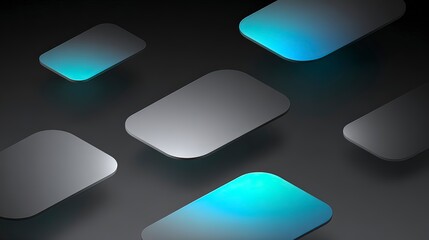 Abstract Metallic Rectangles on Dark Gradient Background