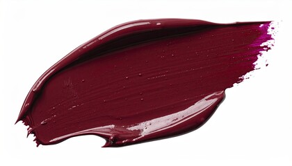 Swatch of deep burgundy paint or cosmetic against a plain white background