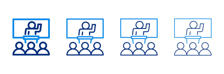Seminar Icon Set With Two Colors And Multiple Line Styles Vector Illustration 