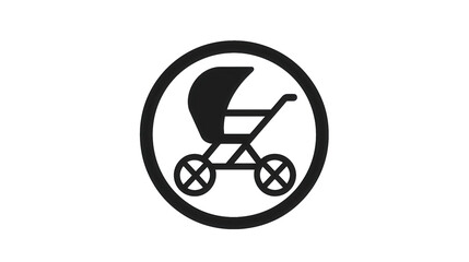 Baby pram stroller circle icon