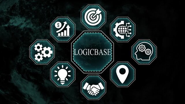 Logicbase business concept illustrated with icons representing various key elements
