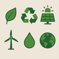 6 eco-friendly icons vector graphic illustration