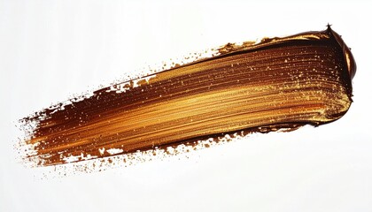 Single brushstroke of metallic-looking paint on a stark, white backdrop