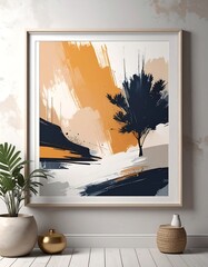 Abstract brushstrokes creating a serene landscape with muted hues