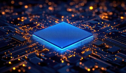 High-tech CPU on circuit board