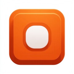 flat icon button, white background, orange color, minimalist design, HD quality