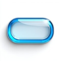 glass style UI button, white background, transparent blue, soft reflections, ultra HD