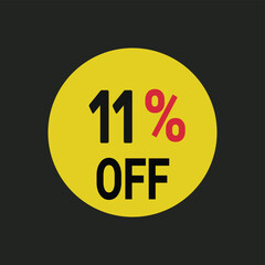 11% off coupon discount icon vector design background.
