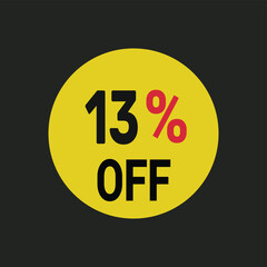 13% off coupon discount icon vector design background.