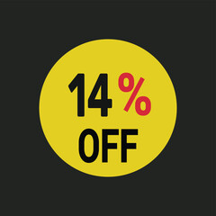 14% off coupon discount icon vector design background.