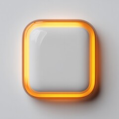 rounded corner button, white background, orange glow, ultra HD, realistic lighting
