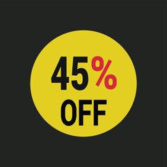 45% off coupon discount icon vector design background.