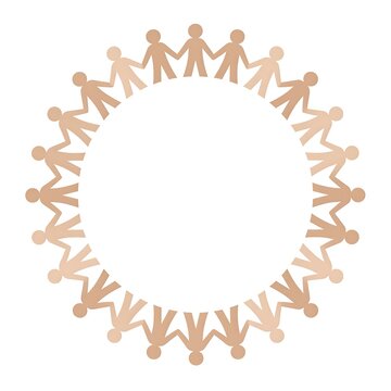 Circle of tan paper dolls holding hands