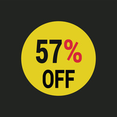 57% off coupon discount icon vector design background.