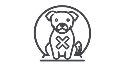 Obraz premium No Pets Dog Icon with Prohibition Mark