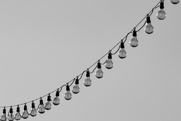 String of party lights held up by rope