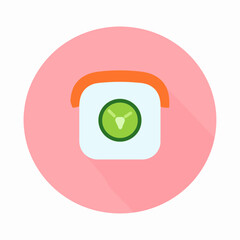Obraz premium Sushi icon with cucumber on pink background.