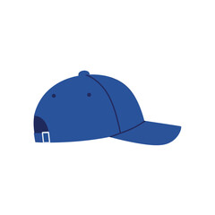 Plain blue baseball cap side view featuring an adjustable strap and classic sport design, perfect for casual wear.