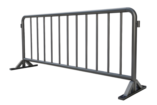 Metal crowd control barrier isolated on white or transparent background
