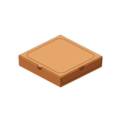 Empty brown cardboard pizza box packaging isolated on white background, ready for food delivery and takeaway service.
