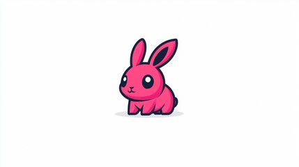Obraz premium Cartoon pink rabbit illustration on a white background isolated for design