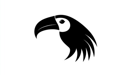 Obraz premium Minimalist black and white illustration of a toucan bird head isolated